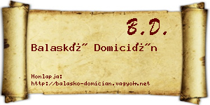 Balaskó Domicián névjegykártya